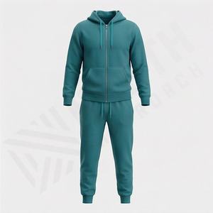 Ensemble de survêtement de sport en tissu doux de qualité supérieure pour hommes, pantalon de survêtement en coton et sweat-shirt, 2 pièces, jogging, athlétique, gym, fitness, course à pied - Product Image 1