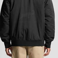Jaket Bomber Pria Warna Solid Resleting Penuh Bahan Kanvas Kualitas Premium Ringan Berkerudung Logo Depan