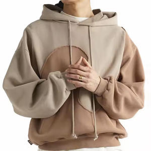 Wholesale Custom <b>Oversized</b> French Terry Custom High Quality Embroidered Logo Panelled Cotton <b>Fleece</b> Pullover <b>Hoodie</b> for <b>Men</b> - Product Image 1