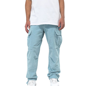 Pantalones Cargo ajustados de algodón 100% para hombre, ropa informal deportiva de punto de Color sólido OEM personalizada, pantalones informales con cintura elástica para la calle - Product Image 1