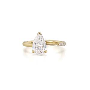 Sleek Pear Cut <b>Diamond</b> Fine Everyday Pinky <b>Ring</b> 1.06 Ct E VS1 Lab Grown <b>Diamond</b> In 14K Yellow Gold Everyday Stacking <b>Ring</b> - Product Image 1