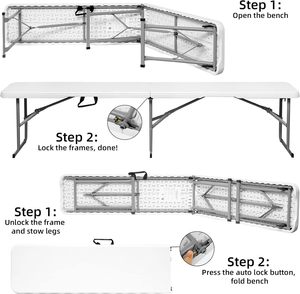 <span class=keywords><strong>Banc</strong></span> pliant <span class=keywords><strong>en</strong></span> plastique <span class=keywords><strong>de</strong></span> 6 pieds, chaise pliable portable d'extérieur, chaise <span class=keywords><strong>de</strong></span> <span class=keywords><strong>jardin</strong></span> pour mariage, événement, <span class=keywords><strong>banc</strong></span> <span class=keywords><strong>de</strong></span> fête pliant <span class=keywords><strong>blanc</strong></span> pour salle à manger - Product Image 3