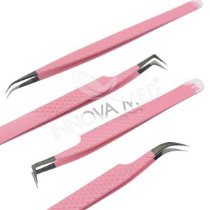 Pinzas de pestañas de agarre suave para profesionales de la belleza Pinzas de la mejor calidad Pinzas de alta precisión de 90 grados para extensiones de pestañas - Product Image 4