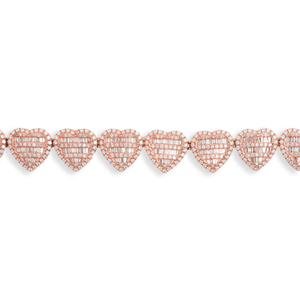 14K Gold Plated Sparkling Hip Hop Tennis <b>Bracelet</b> <b>Baguette</b> and Round Cut Lab Grown Diamond Heart Shape for Gift - Product Image 6