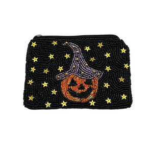 Monedero con cuentas de Halloween, diseño de dulces, cierre de cremallera, accesorio de moda para mujer, color naranja - Product Image 3