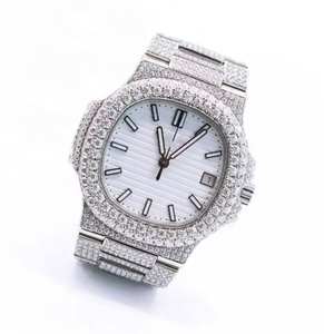 Reloj de Lujo Hip Hop con Diseño Personalizado, Acero Inoxidable, Diamante Moissanita Analógico, Movimiento Mecánico de 41 mm, Completamente Engastado con Piedras - Product Image 1