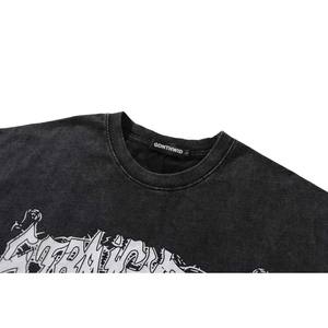 OEM personalizado llama corazón gráfico impresión destruir agujero camiseta sin mangas Y2K Vintage ácido lavado camiseta de gran tamaño cuello simulado camiseta - Product Image 2