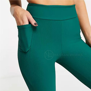 Leggings pour femmes de haute qualité personnalisés, taille élastique, motif uni, couleur personnalisée, vente en ligne, longueur totale - Product Image 6