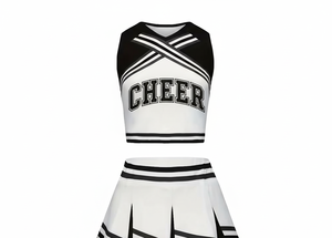 Ensembles d'uniformes de cheerleading personnalisés avec logo imprimé par transfert thermique, shorts en polyester blanc sans manches, unisexe, nouveaux, pour entraînement scolaire, OEM - Product Image 3