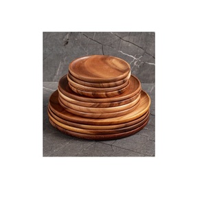 100% assiettes en bois rondes de haute qualité pour Table à manger enfants servant du bois nourriture bébé assiette de service bois d'acacia fabrication à la main - Product Image 1