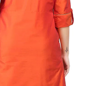 Motifs brodés à la main Kurta de couleur Orange - Product Image 6