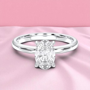 ชุดแหวนเพชรโมอิส E-F กะรัต/VVS-VS เพชรสำหรับผู้หญิง1.78กะรัตทำจากเงิน-ตัดวงรีและทรงกลม - Product Image 4