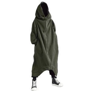 Automne hiver Maxi fermeture éclair pull haut tout match surdimensionné polaire sweat plaine capuche loisirs Jogging haut basique ensembles pour hommes - Product Image 2