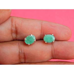 Pendiente de Esmeralda Natural, joyería de plata de ley 925 con acabado de oro rosa, piedras preciosas facetadas para niñas y mujeres, modelo - Product Image 3