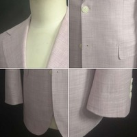 Jas Pria Lilac Grey Motif Kotak-kotak Halus Single Breasted Dua Kancing Kerah Peak Lapel Saku Lipat Jas Bisnis Pria Jas Pengantin Pria Custom MTM