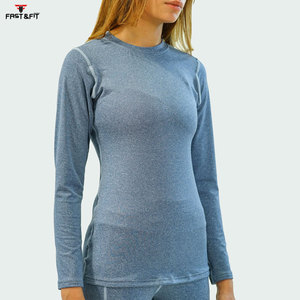 เสื้อรัดรูปคอกลมแขนยาวสำหรับเล่นโยคะสีพื้นเสื้อออกกำลังกายสีพื้น - Product Image 4