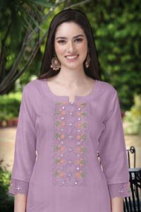 ชุด Salwar ปักลายพื้นเมืองของผู้หญิงชุด G103-Purple พร้อมกางเกง Kurta และ Dupatta สำหรับงานแต่งงานใส่ได้พอดีตัว - Product Image 6