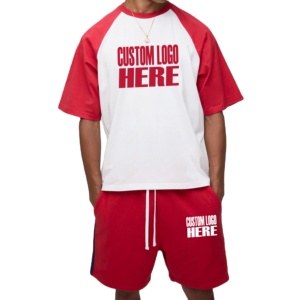 Ensemble de vêtements assortis pour hommes personnalisés pour l'été, t-shirts et shorts, 100% coton, ensemble de survêtement, shorts oversize lavés, ensemble 2 pièces - Product Image 1