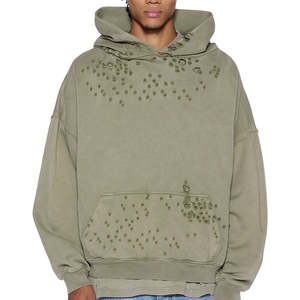 Sweat à capuche hommes haute qualité lavage à l'acide à capuche polaire hiver solide avant Streetwear sweat OEM Service 100% coton pour l'impression - Product Image 6