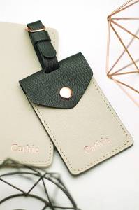 ป้ายติดกระเป๋าเดินทางหนังแท้สุดหรู ดีไซน์วินเทจ ทำมือ ทนทาน ป้องกันการสูญหาย พร้อมพวงกุญแจส่วนตัว - Product Image 5