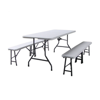 Table rectangulaire pliante de 6 pieds plus légère et moins chère Fabricant de table pliante extérieure de pique-nique semi-plastique