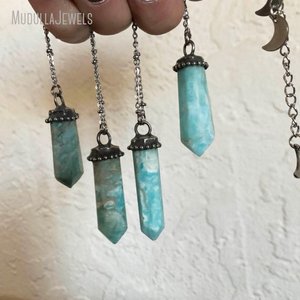 NM60796 Gargantilla de Moda con Colgante de Gema de Calcita <span class=keywords><strong>del</strong></span> <span class=keywords><strong>Caribe</strong></span> Tallada, Cadena de Bolas de Acero Inoxidable, Joyería de Regalo - Product Image 1