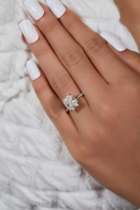 5 Carat Radiant Cut Moissanite Diamond <b>Ring</b> for Girl Pave Band Engagement <b>Ring</b> White Gold Plated Silver Elegant <b>Statement</b> Piece - Product Image 3