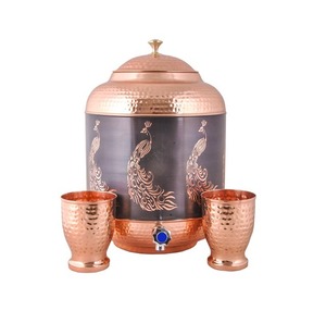 Large hammered copper <b>water</b> <b>dispenser</b> for family gatherings parties <b>and</b> hotels with leakproof tap for easy serving - Product Image 6