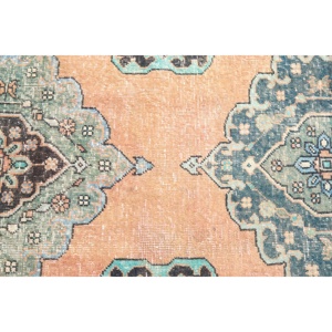 Alfombra Turca Vintage de Lana Azul, 3,2x11,5 pies (99x349 cm) - Product Image 5