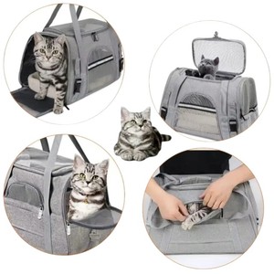 Bolsa de Transporte para Mascotas con Laterales Suaves, Ventana de Malla Gris de Nailon, Cierre de Cremallera, para Gatos de hasta 10 kg - Product Image 4