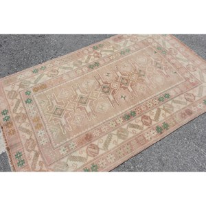 พรมขนสัตว์สีเบจสีเขียวแนววินเทจ6.3ft 3.9 x แบบตุรกีพรมสานแบบเย็บปะติดปะต่อกันตกแต่งห้องนั่งเล่นพร้อมแผ่นรองทำจากยาง - Product Image 4