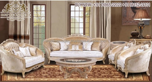 Designer วอลนัทโปแลนด์ห้องนั่งเล่นเฟอร์นิเจอร์ Maharaja ห้องนั่งเล่นเฟอร์นิเจอร์ชุดสําหรับ Home Royal มือแกะสลักโซฟาไม้สัก - Product Image 5