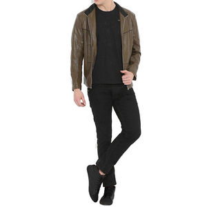 Veste d'hiver en toile de cuir véritable de couleur unie à col montant pour hommes avec logo personnalisé et étiquette imprimée de toutes les tailles - Product Image 5