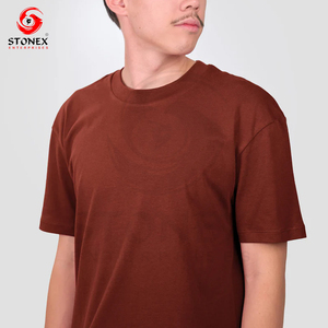 T-shirt de fitness pour homme, col rond, respirant, anti-transpiration, décontracté, couleur unie, 100% coton, coupe ample, 300g - Product Image 1