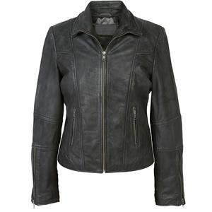 Chaqueta de Cuero Genuino al por Mayor para Mujer - Chaqueta de Motociclismo y Automovilismo de Cuero Genuino de Corte Ajustado - Product Image 4