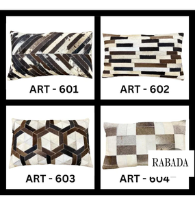 Funda de almohada de cuero de vaca lumbar hecha a mano marrón y blanco patchwork flecha diseño funda de cojín envío gratis - Product Image 6