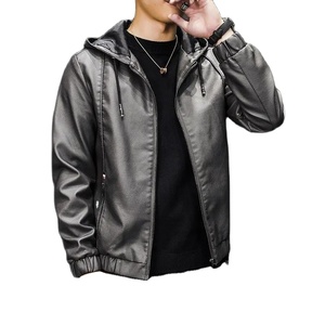 Nueva ropa de calle para hombre, chaquetas de cuero para motocicleta, sombrero desmontable para hombre, chaquetas de cuero con capucha, abrigos de cuero informales de camuflaje 4XL - Product Image 2