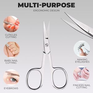 Ciseaux à cuticules de qualité supérieure, lames courbes en acier inoxydable multi-usages - Ciseaux de manucure pour ongles, sourcils, cils - Product Image 3