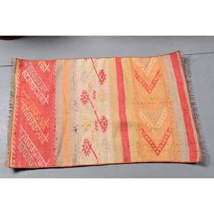 Alfombra de retazos de lana rústica roja naranja 9x12 Boho hecho a mano rectángulo abstracto para entrada alfombra roja naranja - Product Image 3