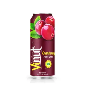 490ml minuman jus Cranberry Vinut kaleng dengan bubur dari jus buah asli jus tropis dari pabrik Vietnam