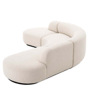 Canapé convertible sectionnel contemporain Bjrn L en cuir véritable, 3 places, couleur crème, lavable, pour salon - Product Image 2