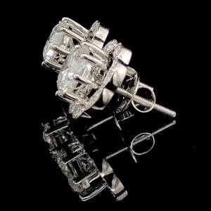 2.40 CTW IGI Certified Lab Grown Diamond <b>Halo</b> Stud <b>Earrings</b> 14K Solid Gold Fine Jewelry - Product Image 3