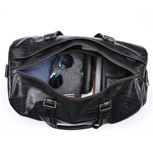 Vente en gros de sacs polochons noirs en cuir vintage avec logo personnalisé Bagages sacs en cuir fous sacs polochon - Product Image 2