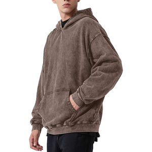 Sudaderas con capucha de invierno Vintage para hombre de alta calidad 100% algodón lavado con ácido Digital impreso sólido liso teñido técnica lavado con piedra - Product Image 4