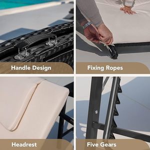 ชุดรับแขกหวายแบบปรับได้3ชิ้นพร้อมโต๊ะพับสำหรับพักผ่อนริมสระน้ำในลานสำหรับสระว่ายน้ำ - Product Image 4