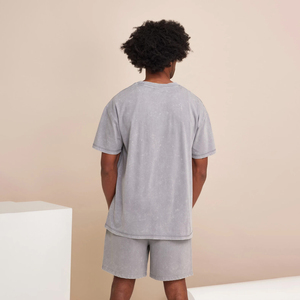 Unisex Acid Washed <b>Tie</b>-Dye Printed Cotton T-Shirt Shorts Combo Oversized O-Neck Leisure Style Quick Dry Heavyweight <b>Knitted</b> 100% - Product Image 4