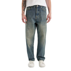 Pantalones Vaqueros al por Mayor, Corte Ajustado, Diseño para Hombre, Mezclilla Elástica, Azul y Negro, Pantalones Personalizados para Hombre 2024 - Product Image 1