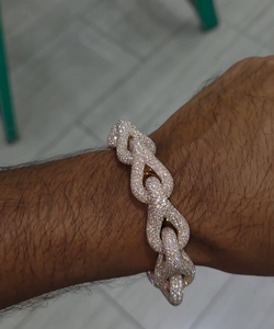 Bracelet chaîne cubaine en diamant de laboratoire, argent sterling 925, hip hop, mariages, fêtes, certifié IGI, cadeau indien - Product Image 4