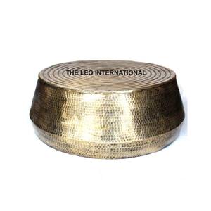 Table basse tambour au design martelé, prix d'usine, style moderne, en métal et aluminium de haute qualité, mobilier de bureau et d'hôtel - Product Image 2