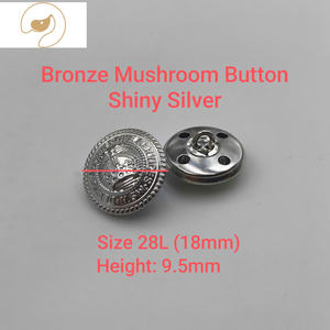 Nueva moda 28L Botón de hongo de bronce plateado brillante para chaqueta ropa de estilo occidental con molde de logotipo abierto según lo solicitado - Product Image 4